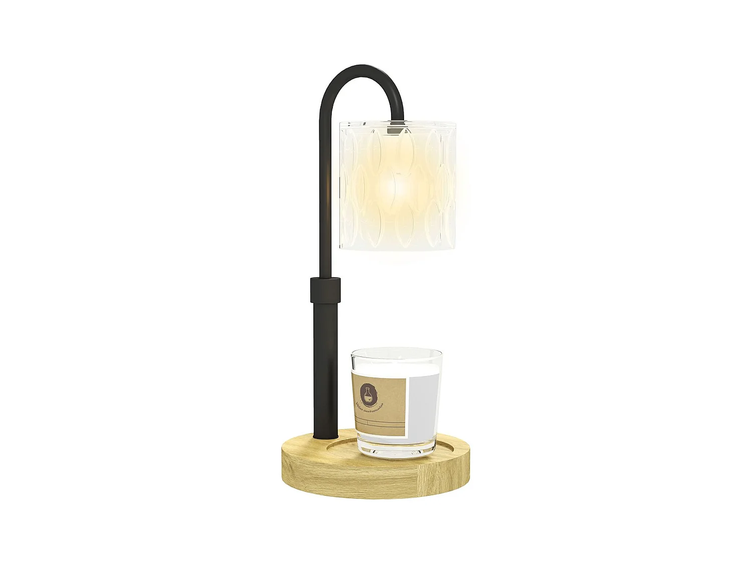 Lámpara de sobremesa Lirio Homcom calefactora de velas negro/natural Ø15x32,5 cm