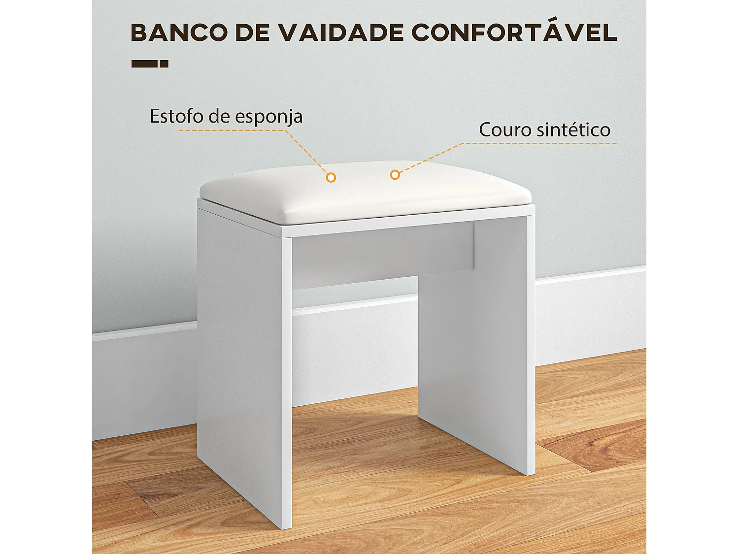 Toucador de Maquilhagem Elegante com Espelho e Banco Almofadado para Quarto