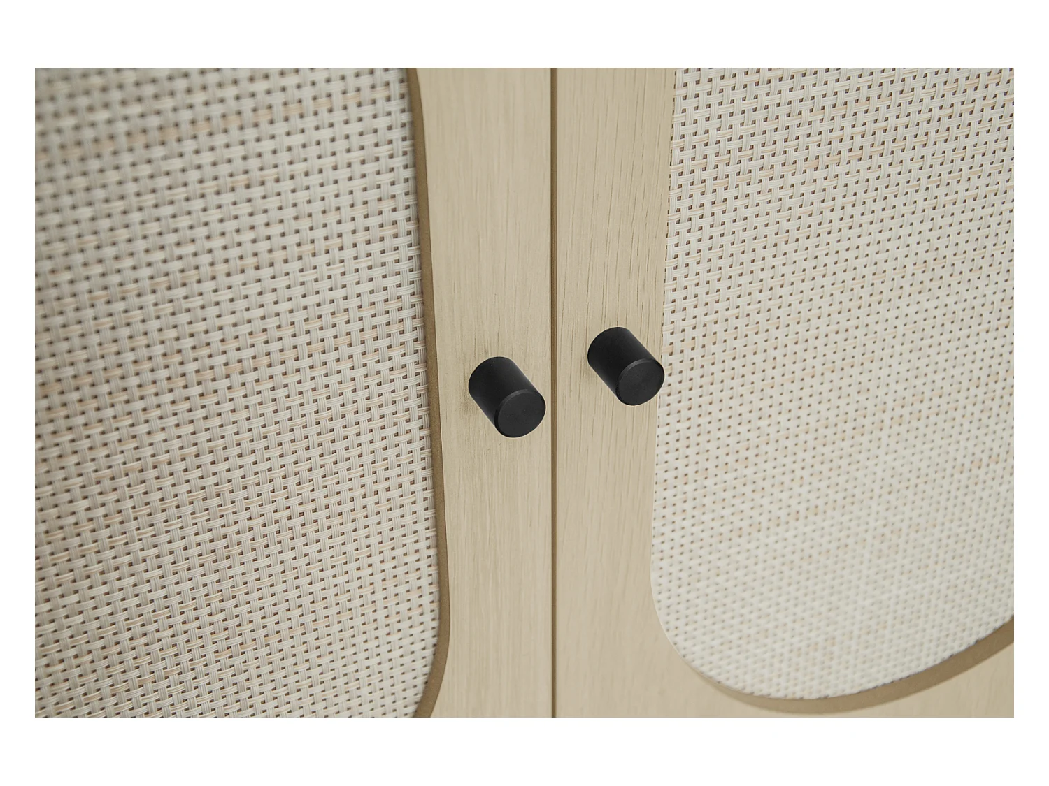 Scarpiera a due ante, 68 x 35 x 90 cm, effetto legno naturale, effetto rattan intrecciato, con contenitore, ideale per ingressi e corridoi