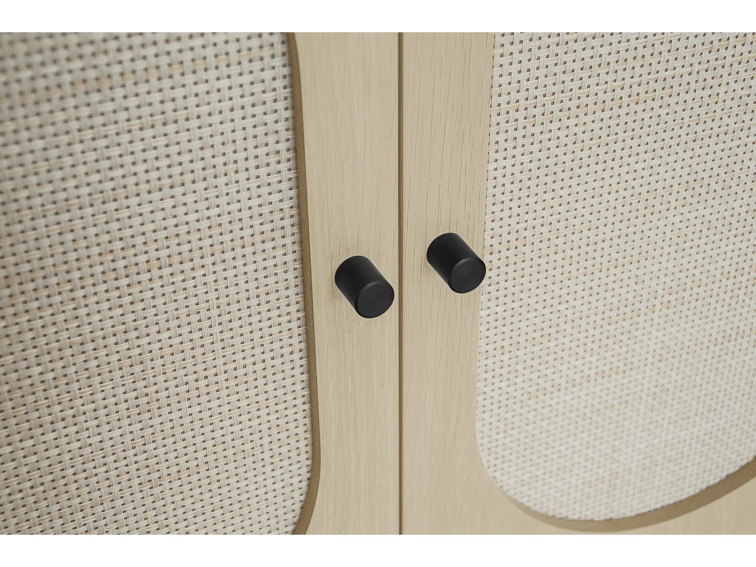 Meuble à chaussures à deux portes, 68 x 35 x 90 cm, aspect bois naturel, effet rotin tressé, avec rangement,  idéal pour les entrées et les couloirs