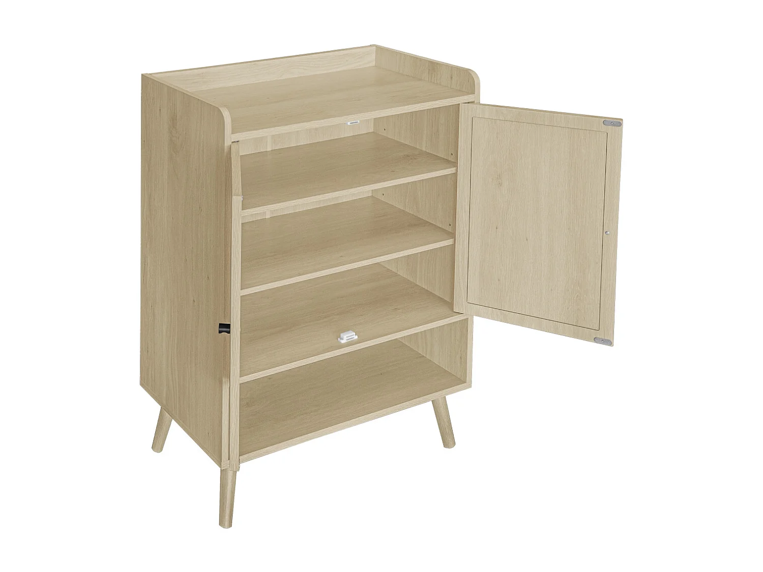 Meuble à chaussures à deux portes, 68 x 35 x 90 cm, aspect bois naturel, effet rotin tressé, avec rangement,  idéal pour les entrées et les couloirs