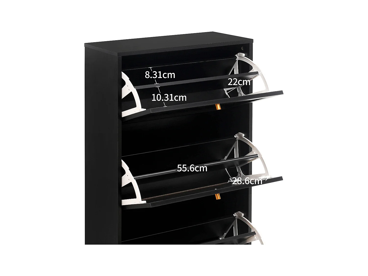 Meuble à chaussures noir 60x24x121 cm, 3 niveaux style bohème avec motif à rayures raffiné. Idéal pour entrée, couloir ou autres espaces