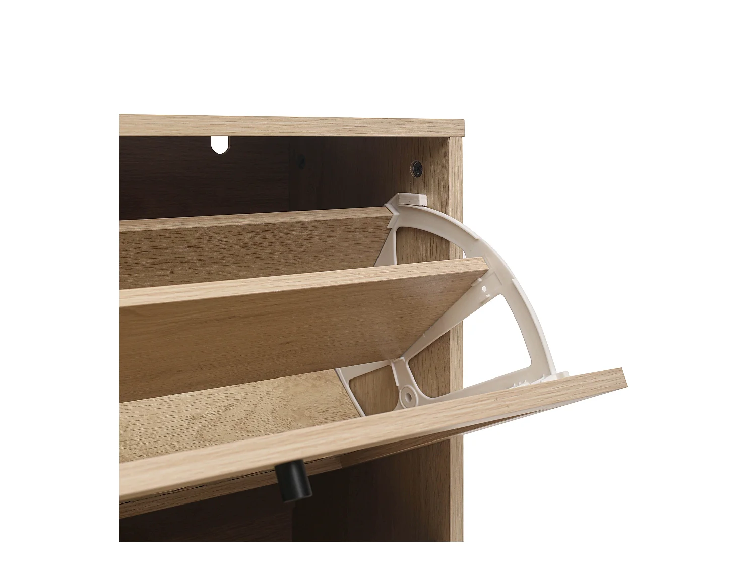 Scarpiera bohémien 60x24x121 cm, 3 ripiani con motivo a righe e croci. Stile naturale, ideale per ingresso, corridoio o spazi simili.