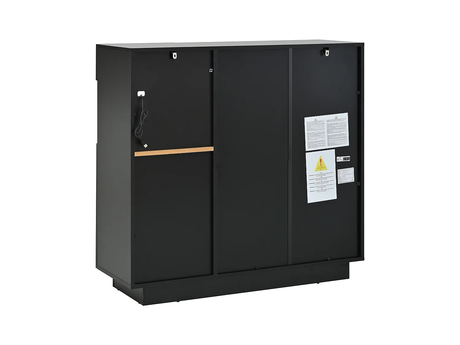 Scarpiera con un cassetto e ripiani regolabili, in legno nero e naturale, per l'ingresso, stile moderno, capacità da 14 a 18 paia di scarpe