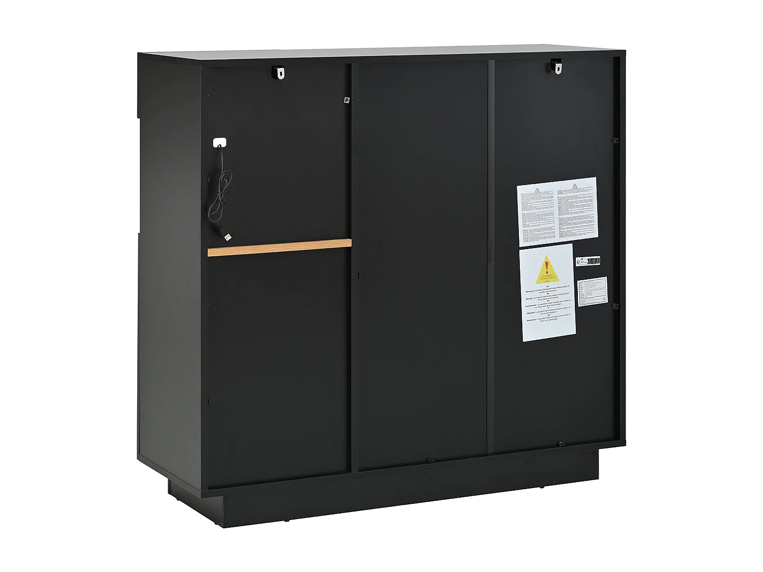 Sapateira com uma gaveta e prateleiras reguláveis, preta e madeira natural, para entrada, estilo moderno, capacidade de 14 a 18 pares de sapatos