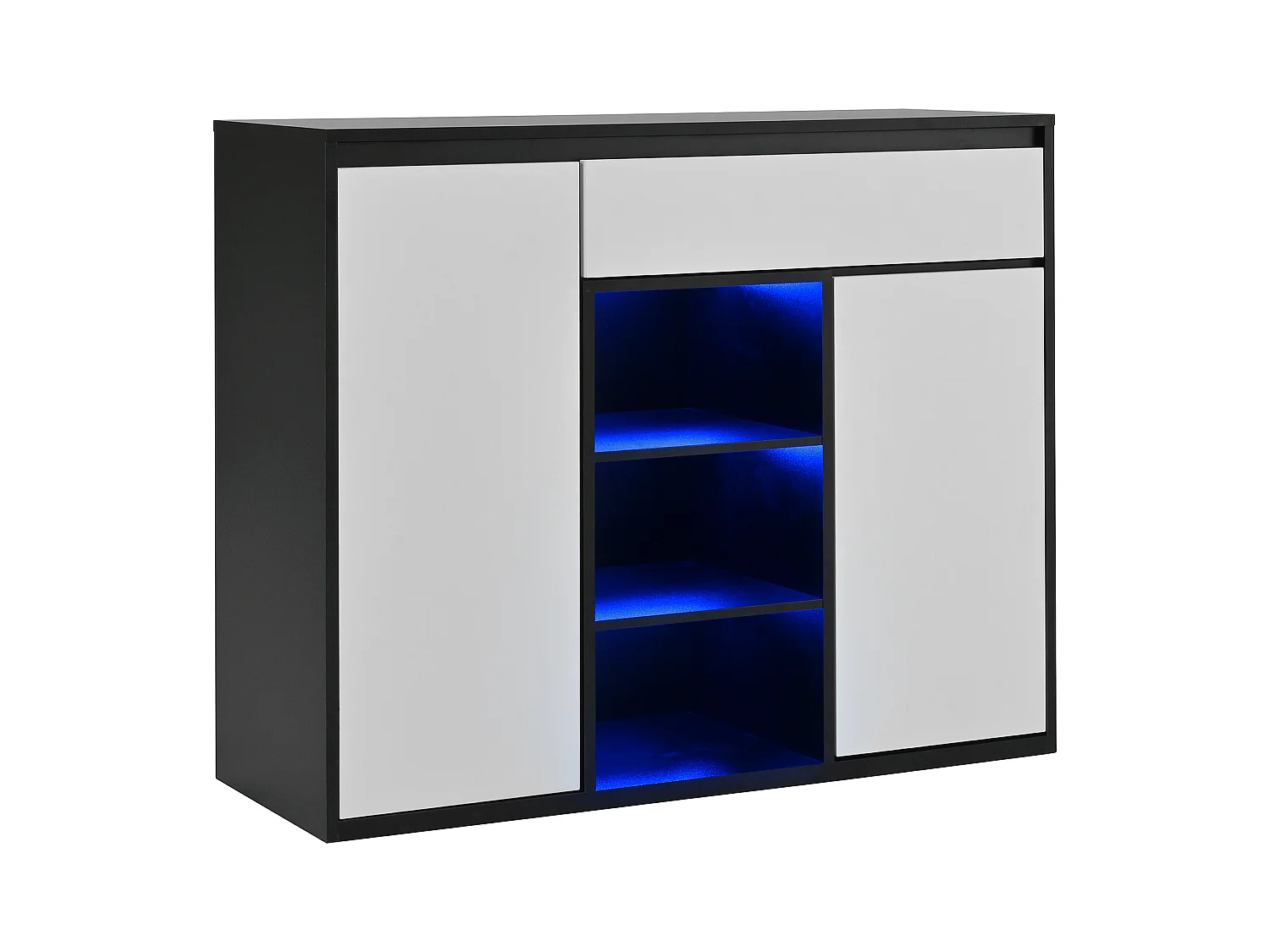 Scarpiera moderna in bianco e nero, 2 ante e 1 cassetto, ripiano regolabile, per ingresso, capacità 12-17 paia di scarpe