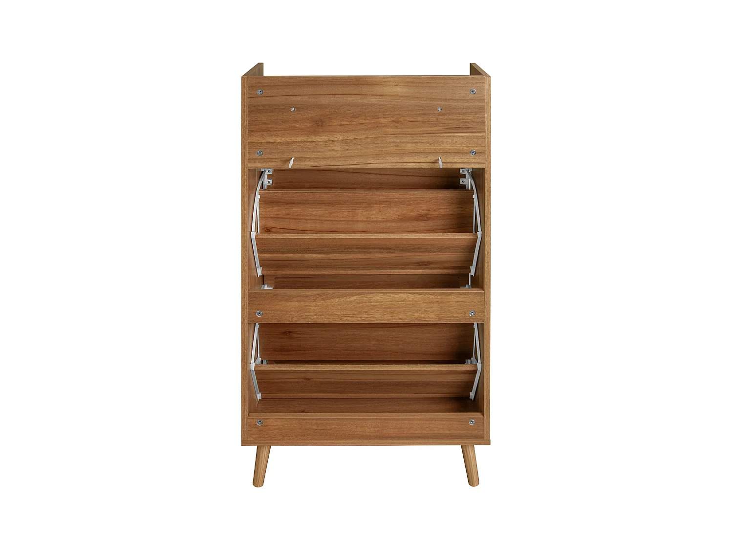 Scarpiera con due ante e un cassetto in legno di noce, effetto rattan, 60 cm, senza pannello posteriore, adatta per corridoi e aree simili