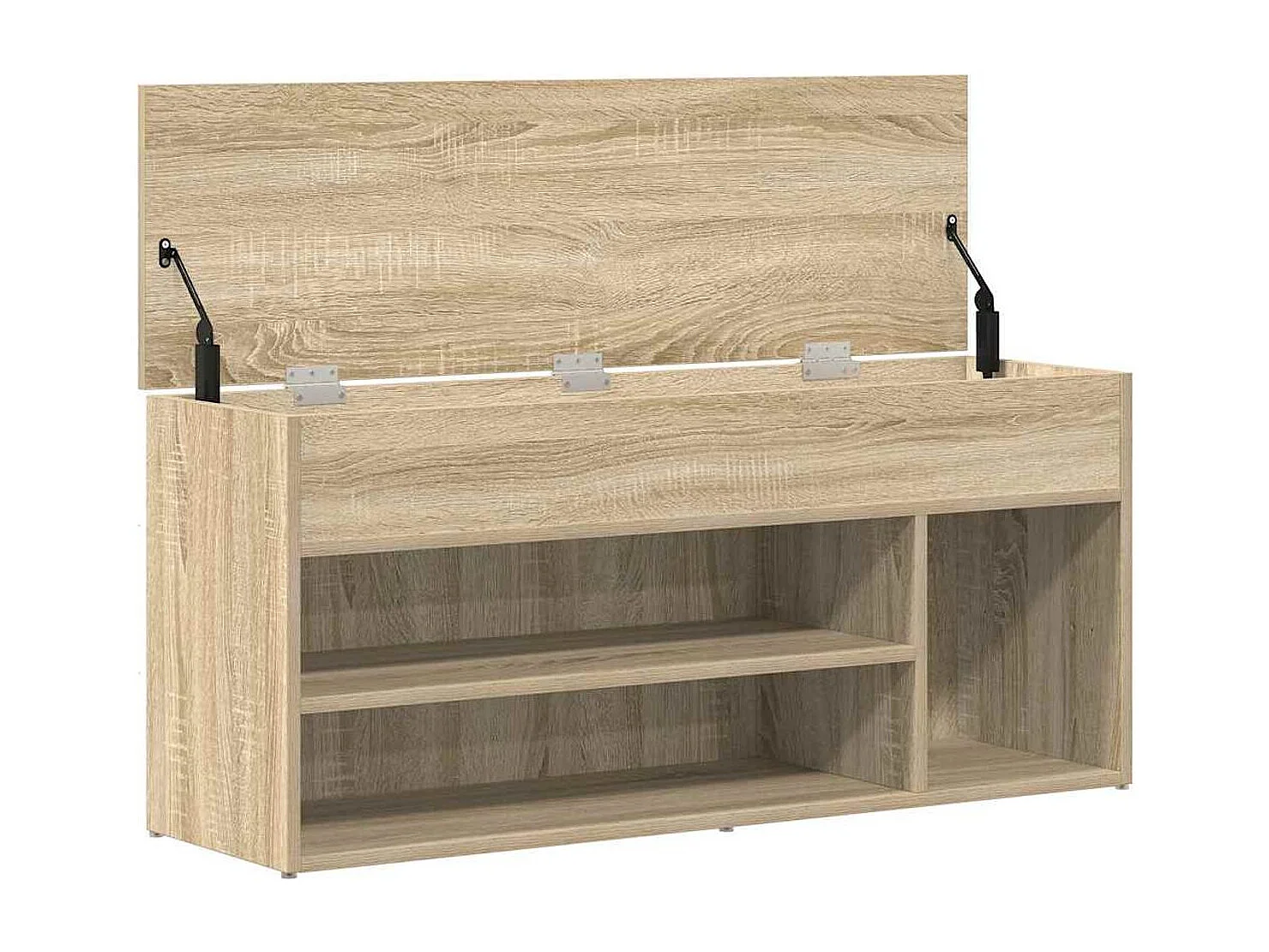 Banco zapatero Bruselas baúl + compartimentos abiertos roble claro 45x102x30,5 cm