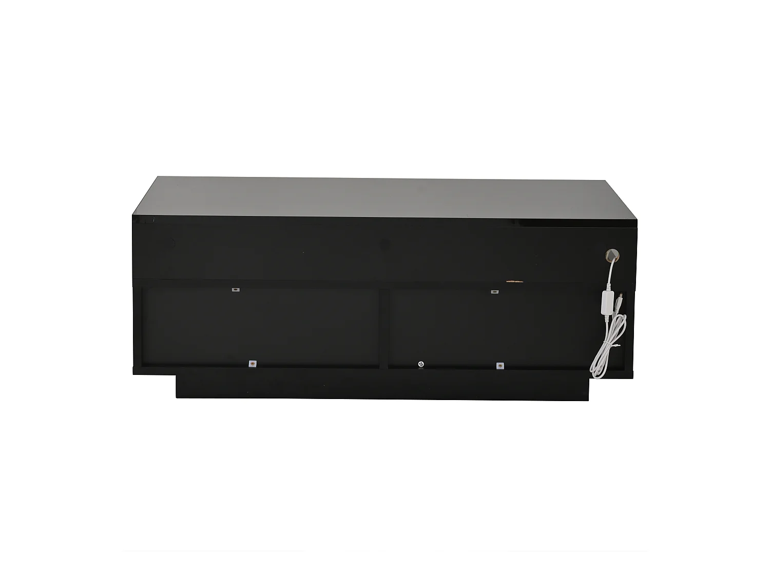 Table basse noire avec 2 tiroirs, éclairage LED et plateau amovible 90x45x35,5cm