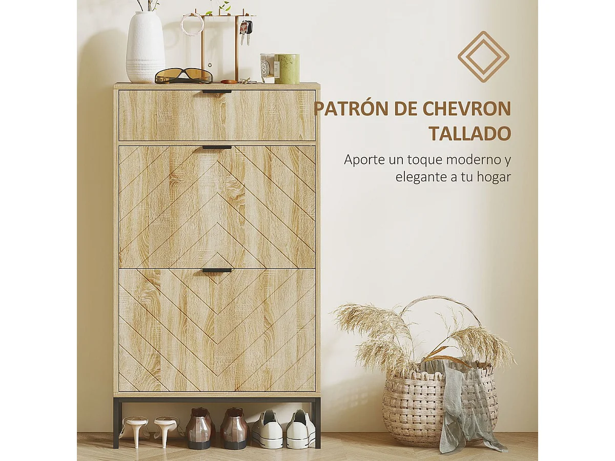 Zapatero Selena 1 cajón + 2 puertas abatibles roble 105,5x60x24 cm