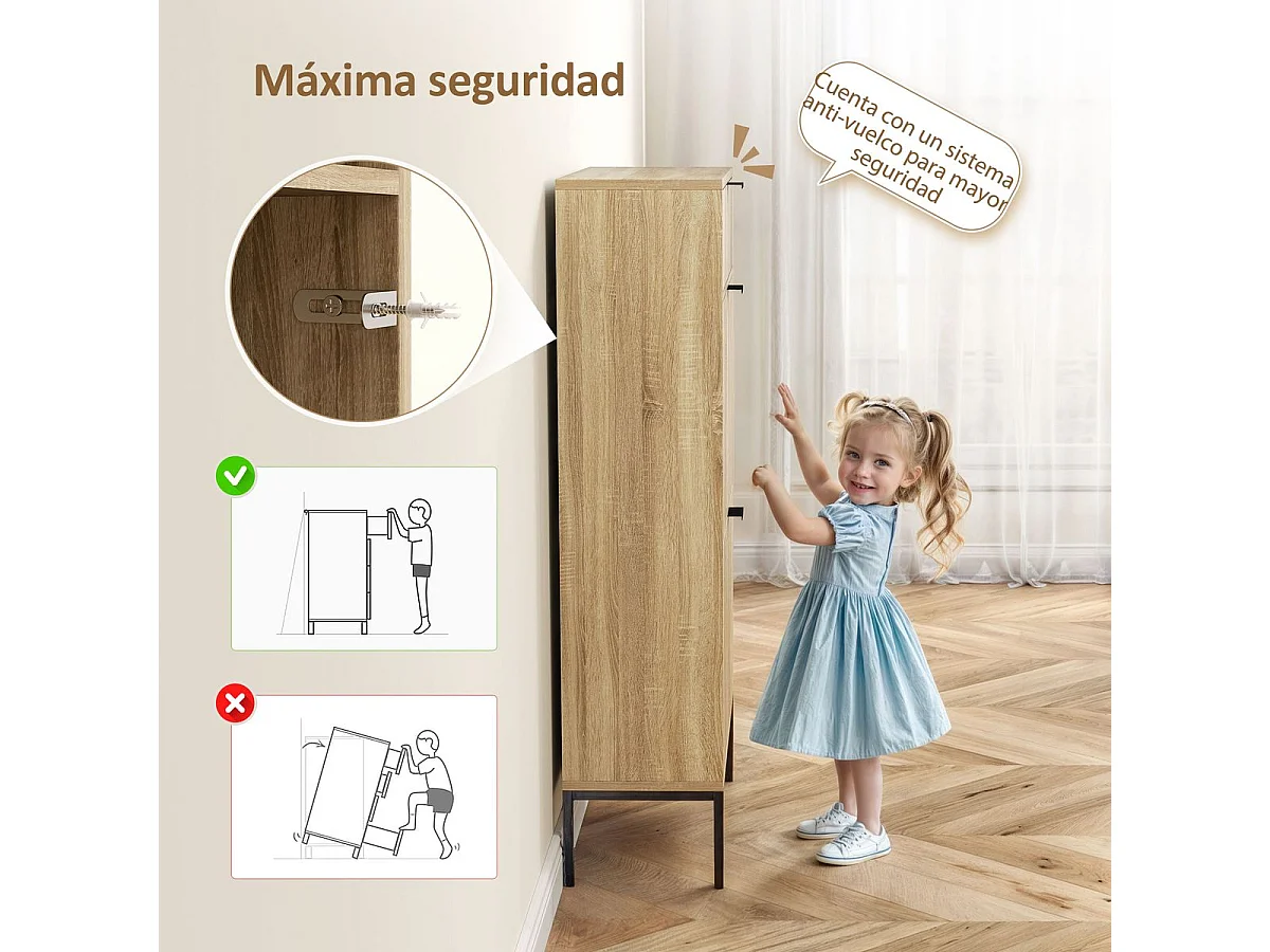 Zapatero Selena 1 cajón + 2 puertas abatibles roble 105,5x60x24 cm