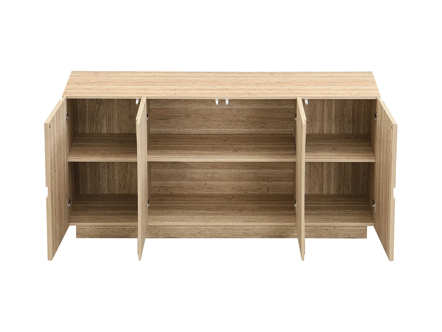 Buffet couleur naturelle avec 4 portes, design en arc symétrique 160x40x80cm