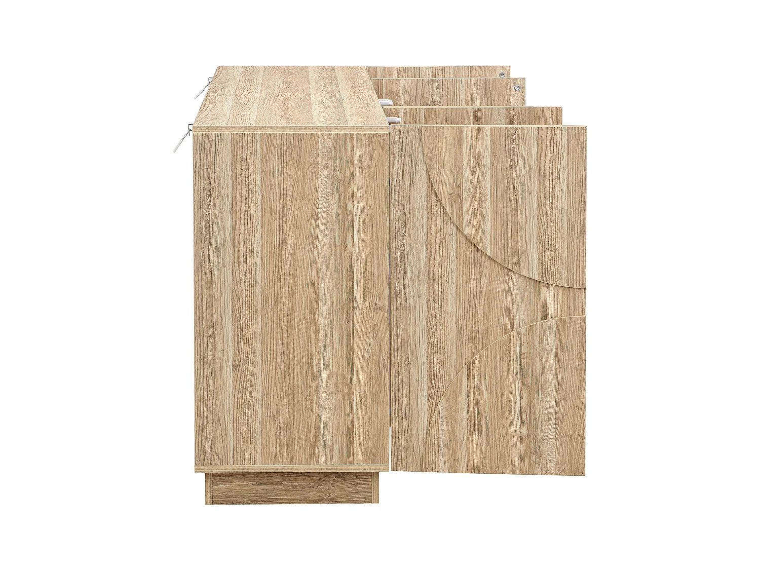 Buffet couleur naturelle avec 4 portes, design en arc symétrique 160x40x80cm