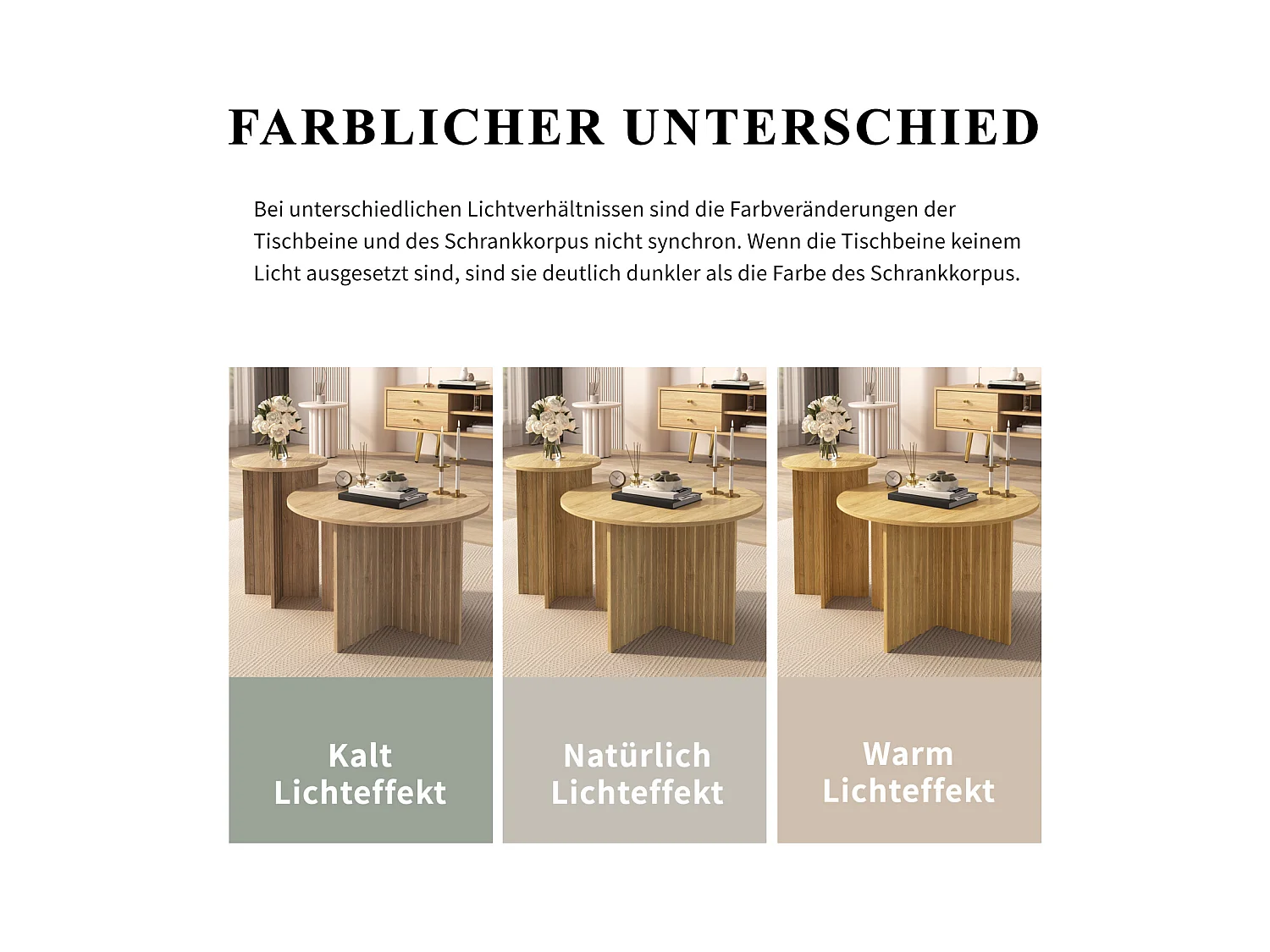 Set di 2 tavolini rotondi in legno impilabili, stile scandinavo moderno, salvaspazio e versatili, robusti tavolini da caffè in MDF/PB