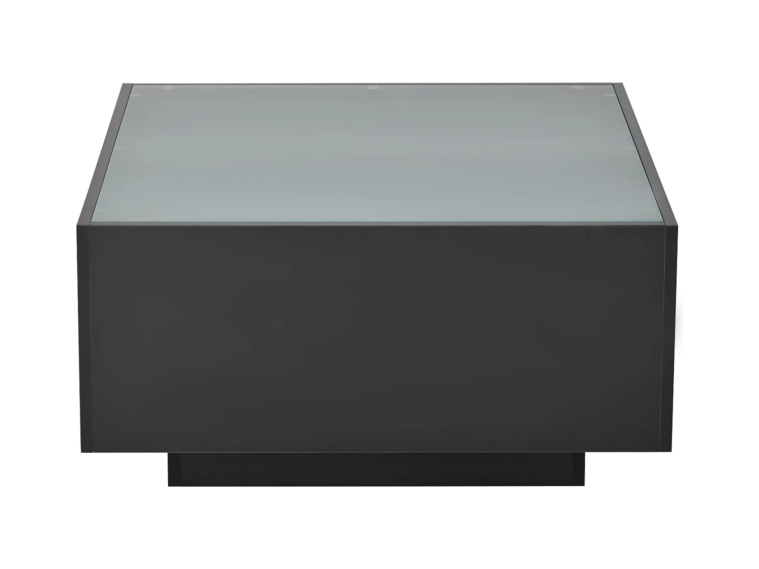 Table basse noire avec éclairage LED, plateau en verre 70x70x36cm
