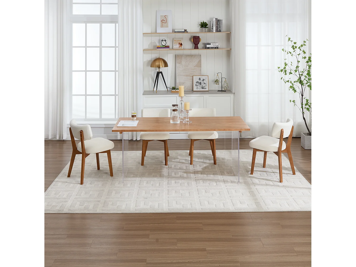 Chaises de salle à manger de style vintage, pour cuisine, salle à manger ou bureau, bois + toile de jute beige