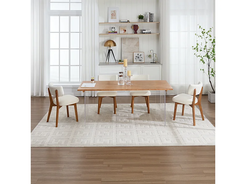 Chaises de salle à manger de style vintage, pour cuisine, salle à manger ou bureau, bois + toile de jute beige