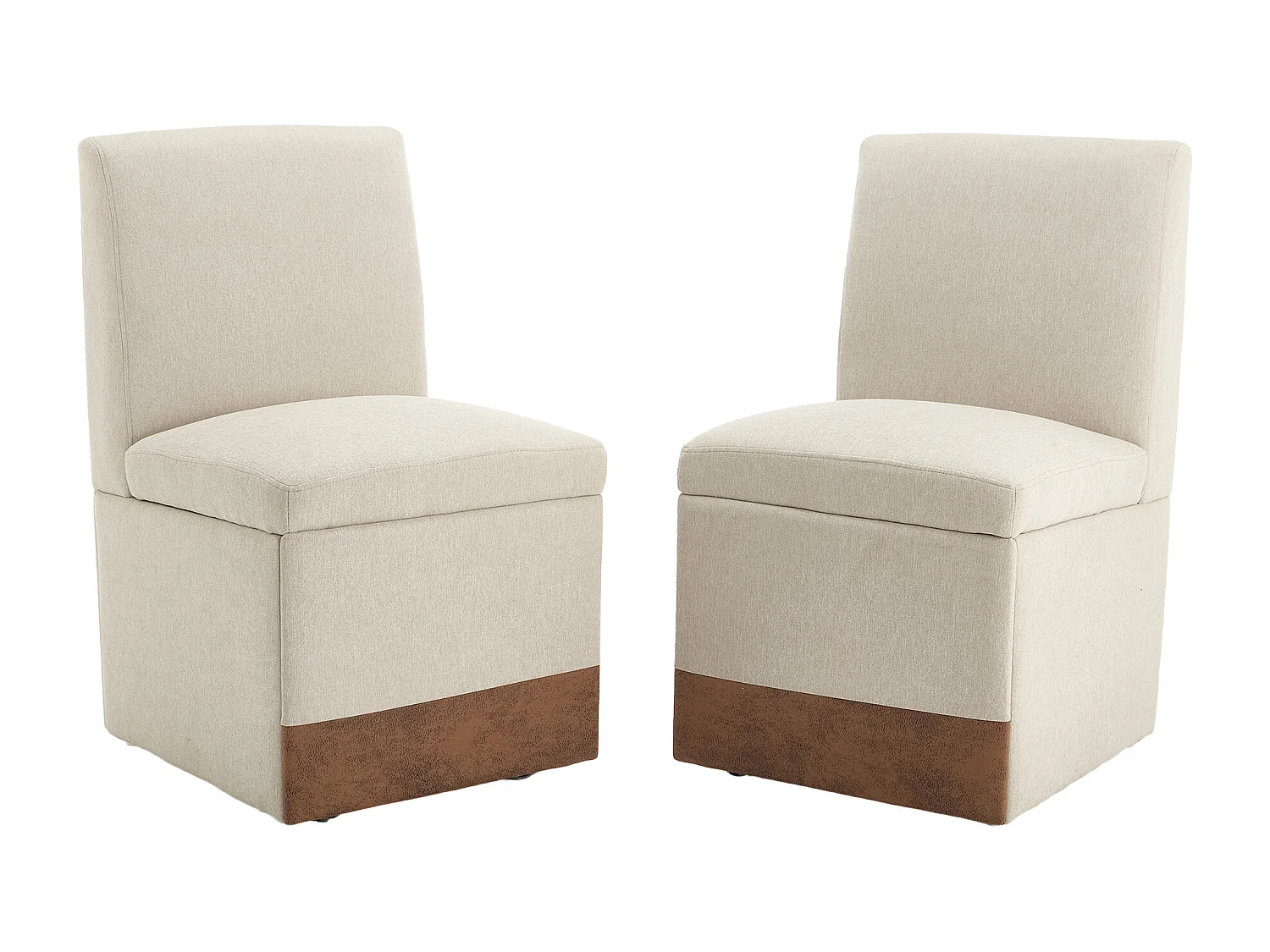 Lot de 2 chaises de salle à manger pivotantes, rangement, confortables et modernes, en lin Beige