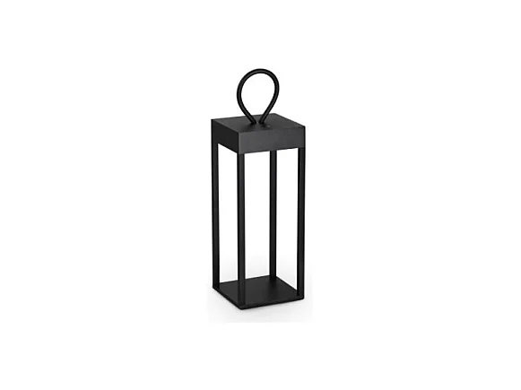 ENYA, Lanterne d'extérieur LED rechargeable en métal noir, Ideal Lux