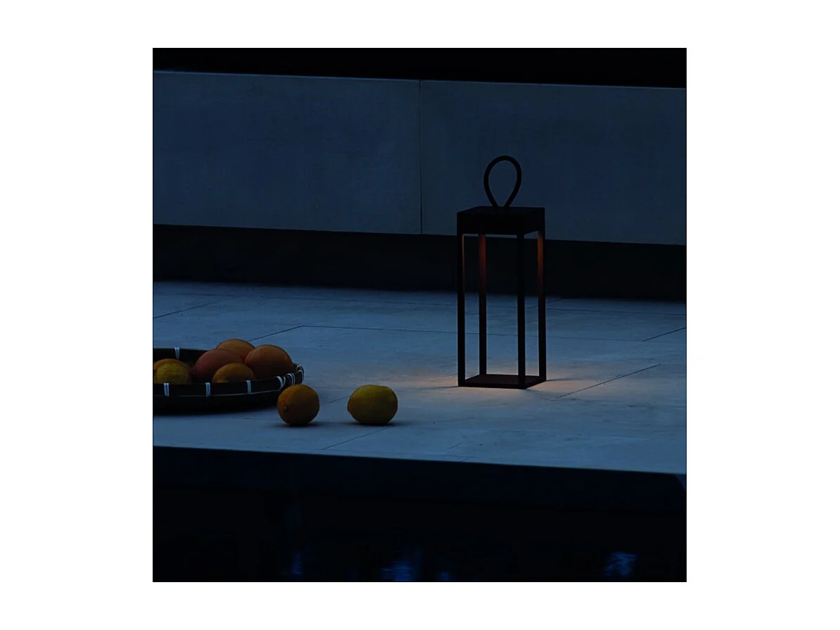 ENYA, Lanterne d'extérieur LED rechargeable en métal noir, Ideal Lux