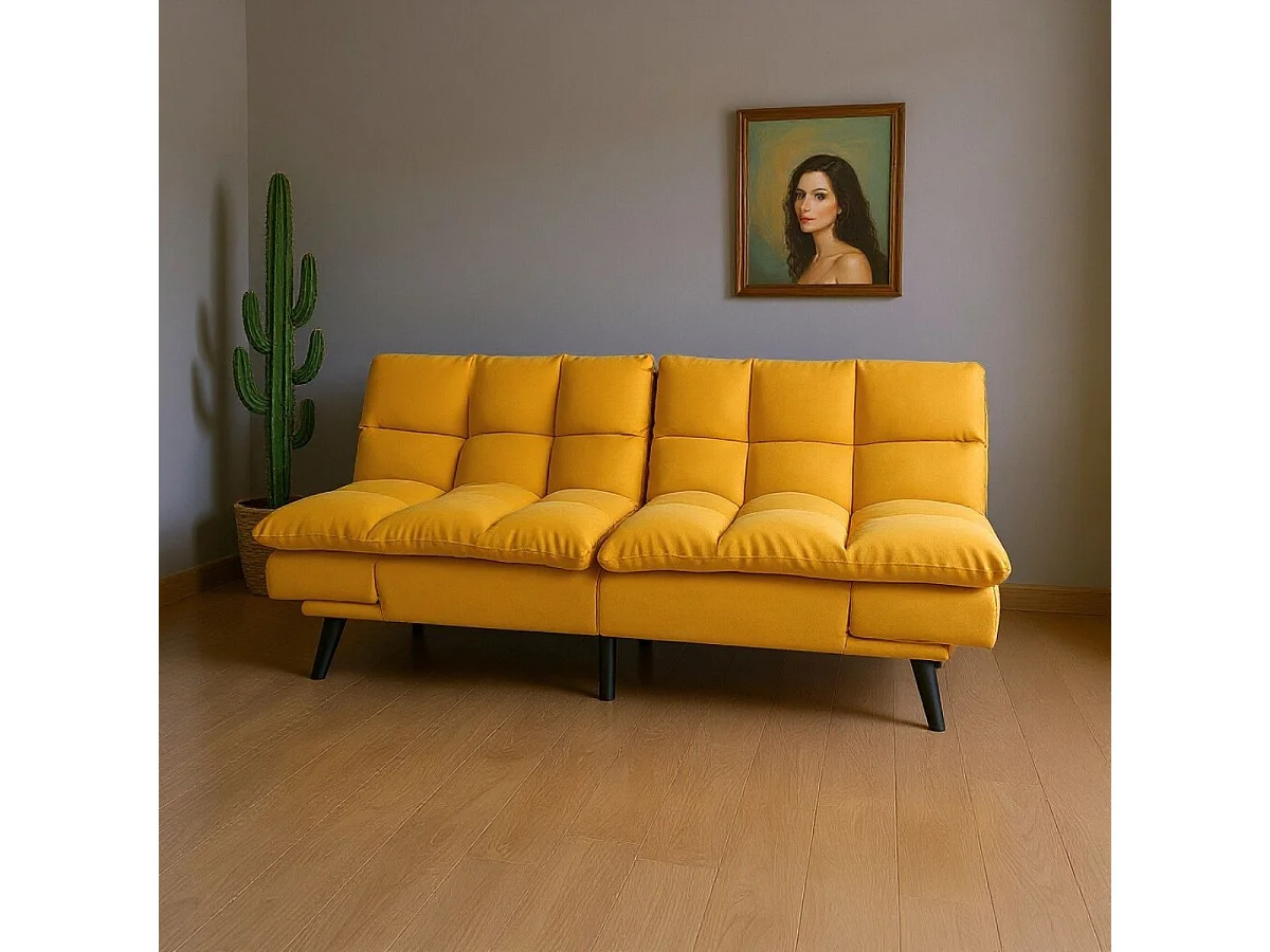 Sofá cama Cushion sistema clic clac amarillo 81x183x86,5 cm Adec