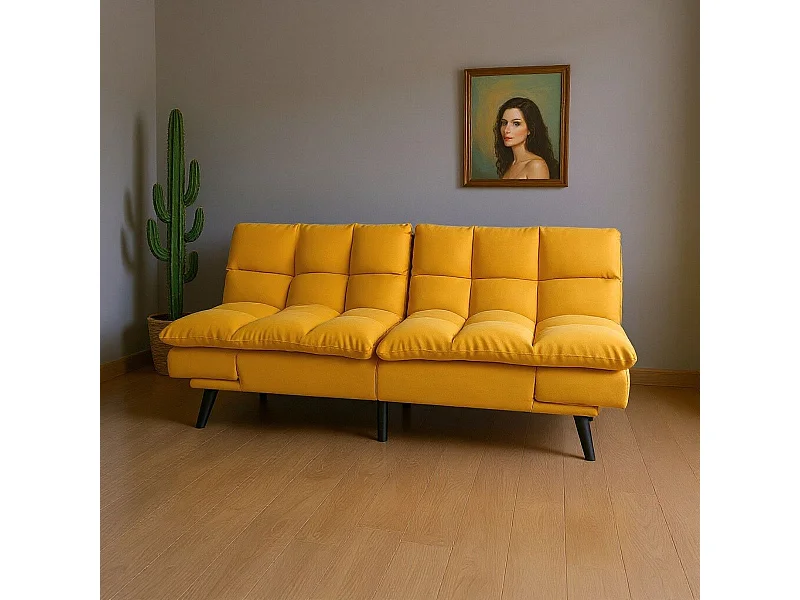 Sofá cama Cushion sistema clic clac amarillo 81x183x86,5 cm Adec