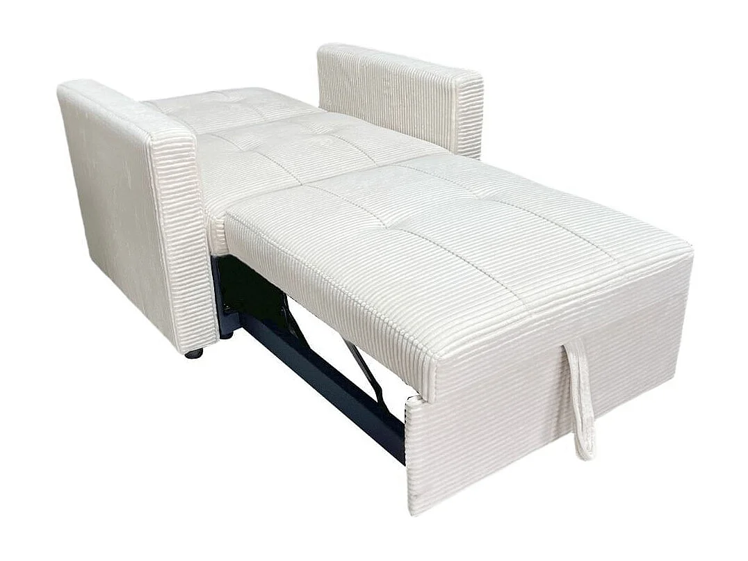 Sofá cama Corduroy respaldo reclinable crema 88x99x99 cm Adec