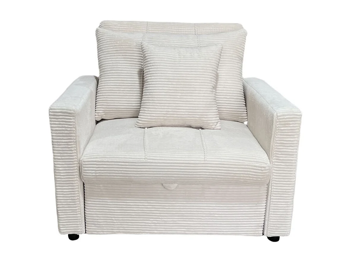 Sofá cama Corduroy respaldo reclinable crema 88x99x99 cm Adec