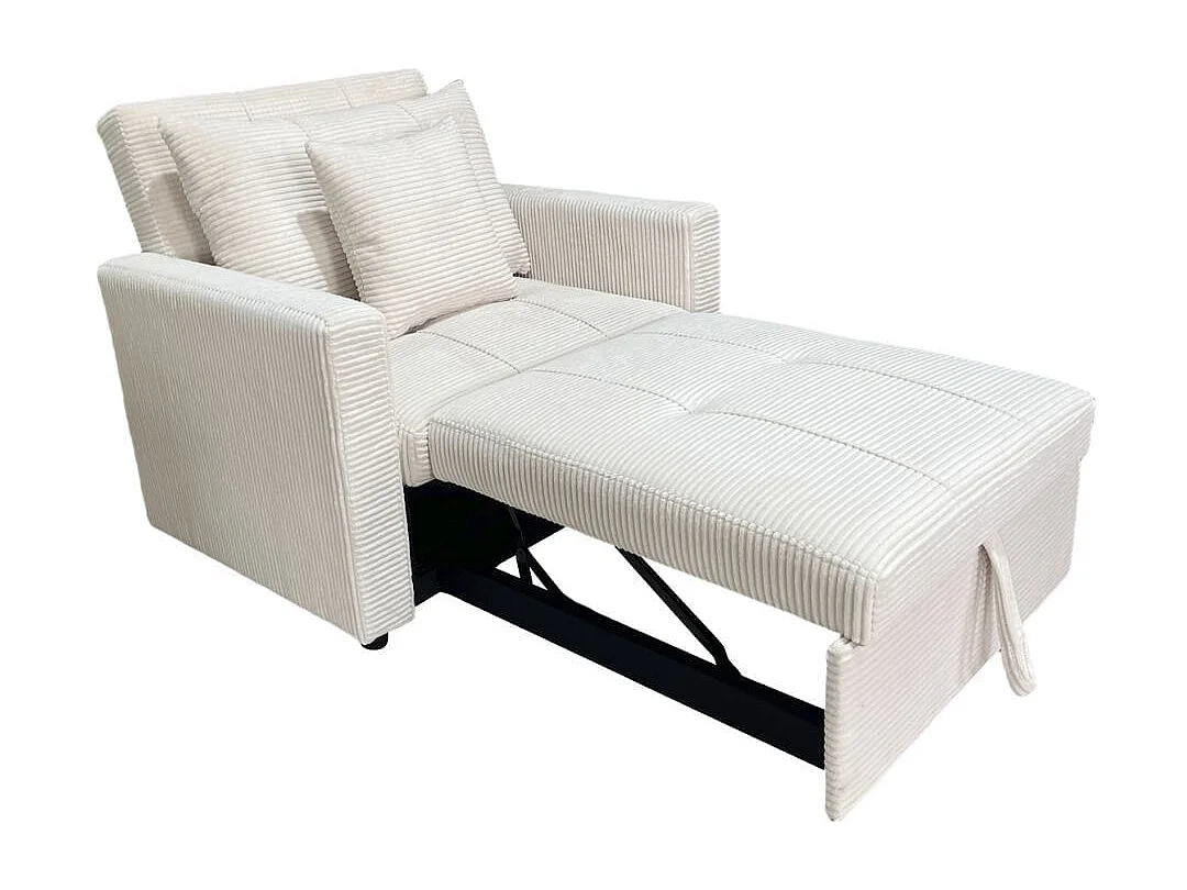 Sofá cama Corduroy respaldo reclinable crema 88x99x99 cm Adec