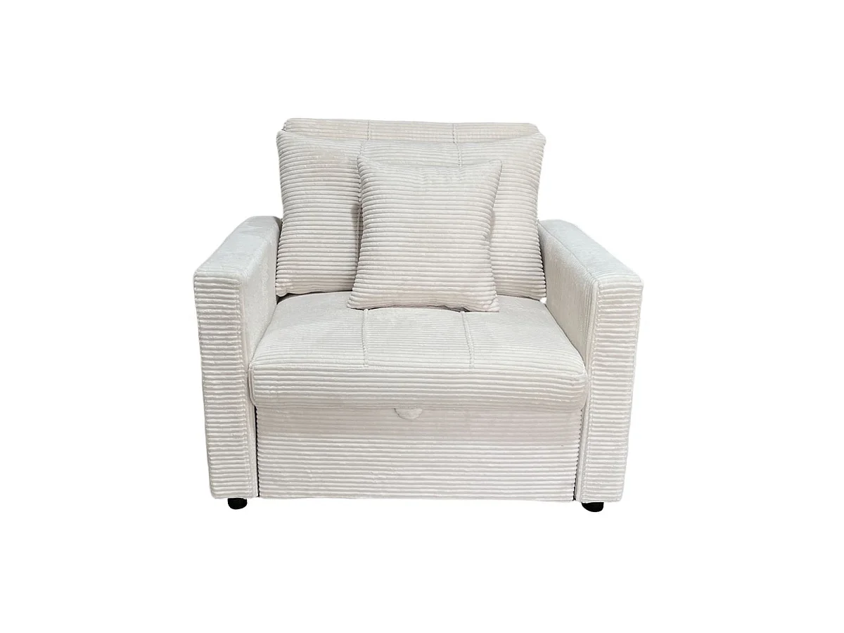 Sofá cama Corduroy respaldo reclinable crema 88x99x99 cm Adec