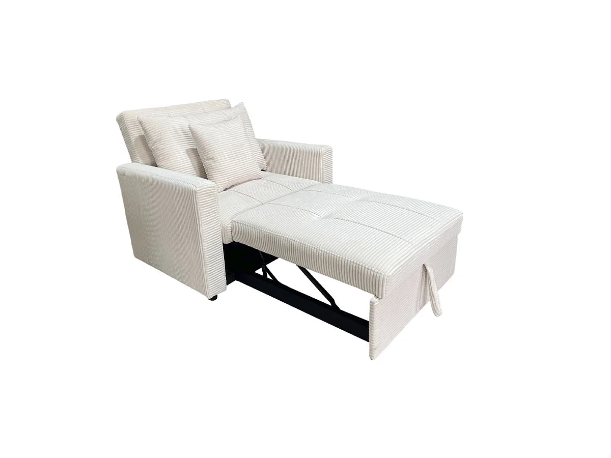 Sofá cama Corduroy respaldo reclinable crema 88x99x99 cm Adec