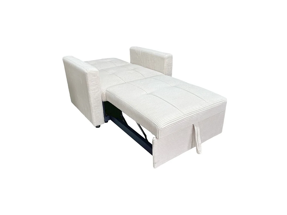 Sofá cama Corduroy respaldo reclinable crema 88x99x99 cm Adec