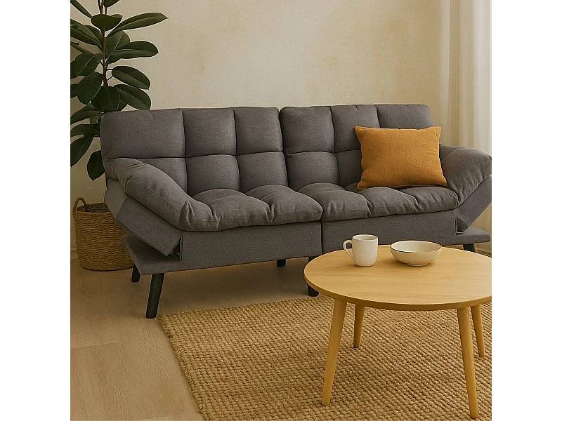 Sofá cama Cushion sistema clic clac gris 81x183x86,5 cm Adec