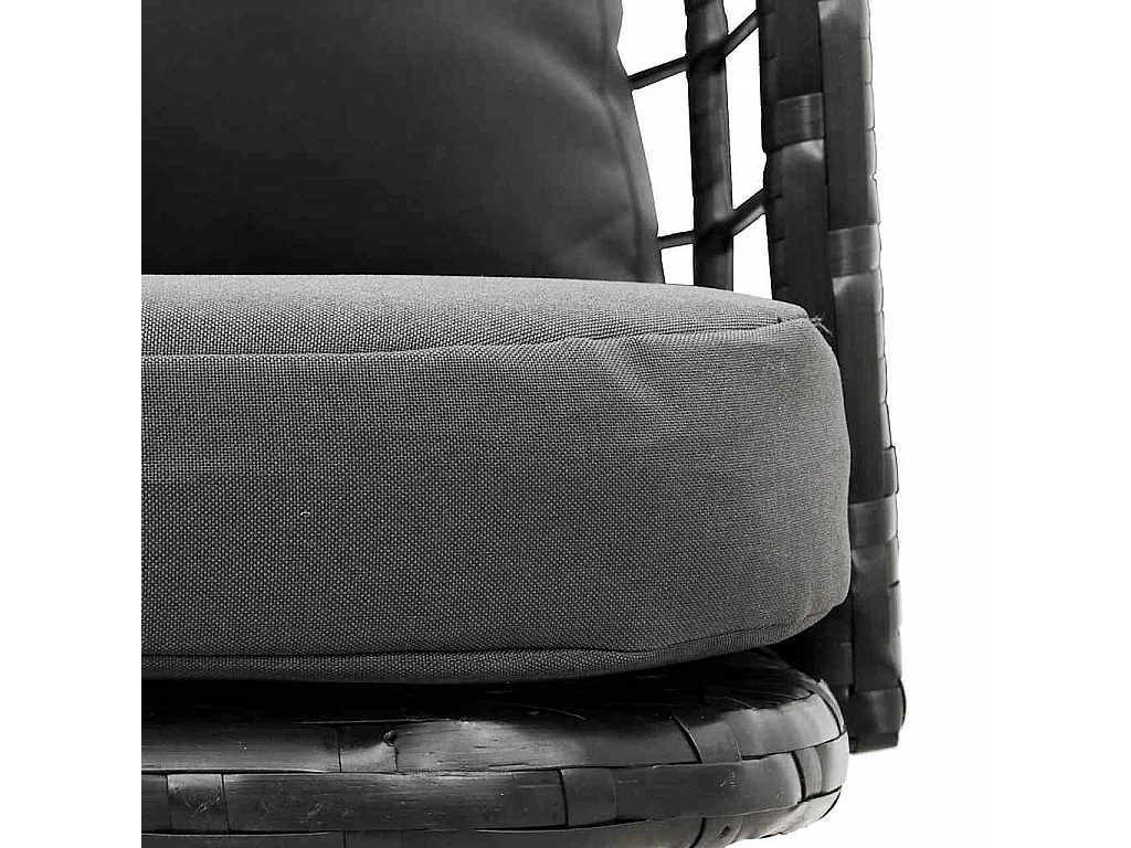 Tuinstoel met kussens poly rattan zwart