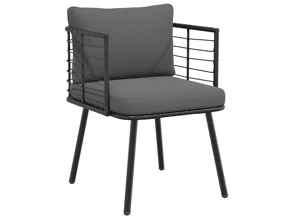 Chaise de jardin avec coussins noir résine tressée