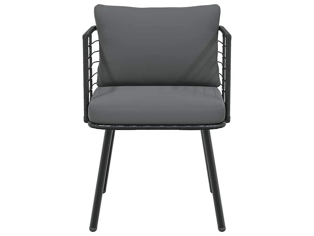 Chaise de jardin avec coussins noir résine tressée