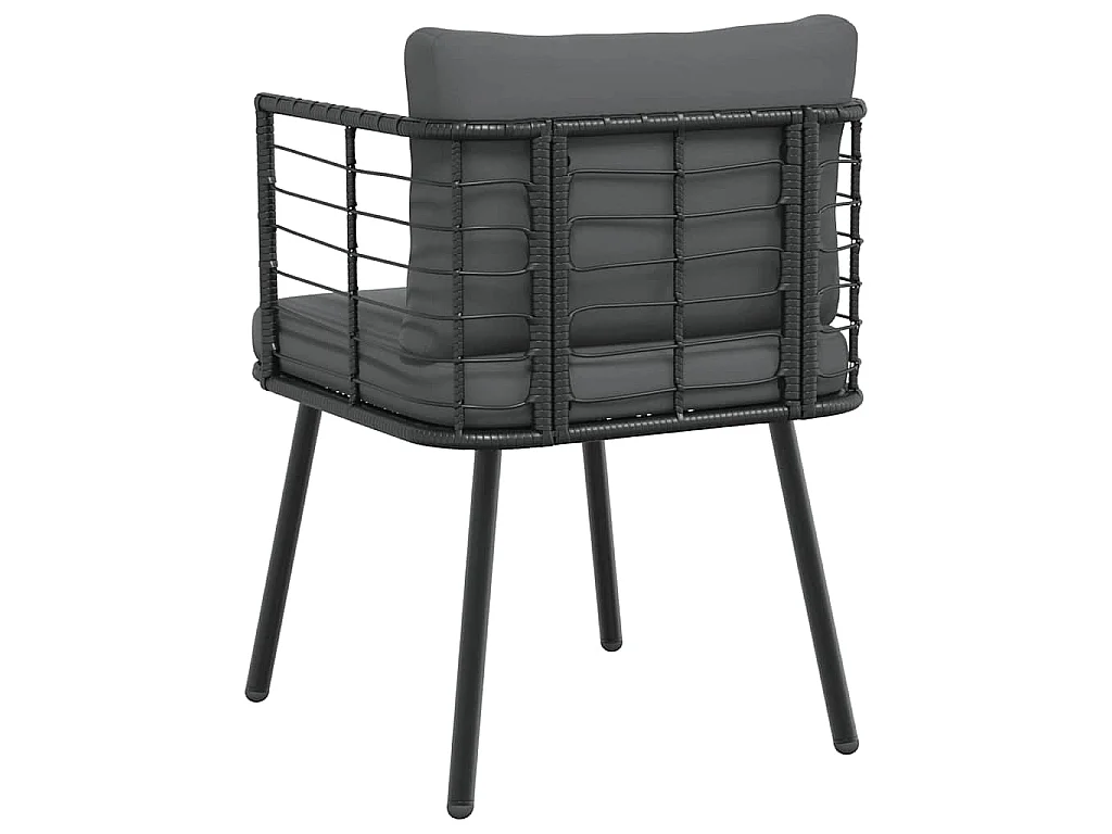 Chaise de jardin avec coussins noir résine tressée