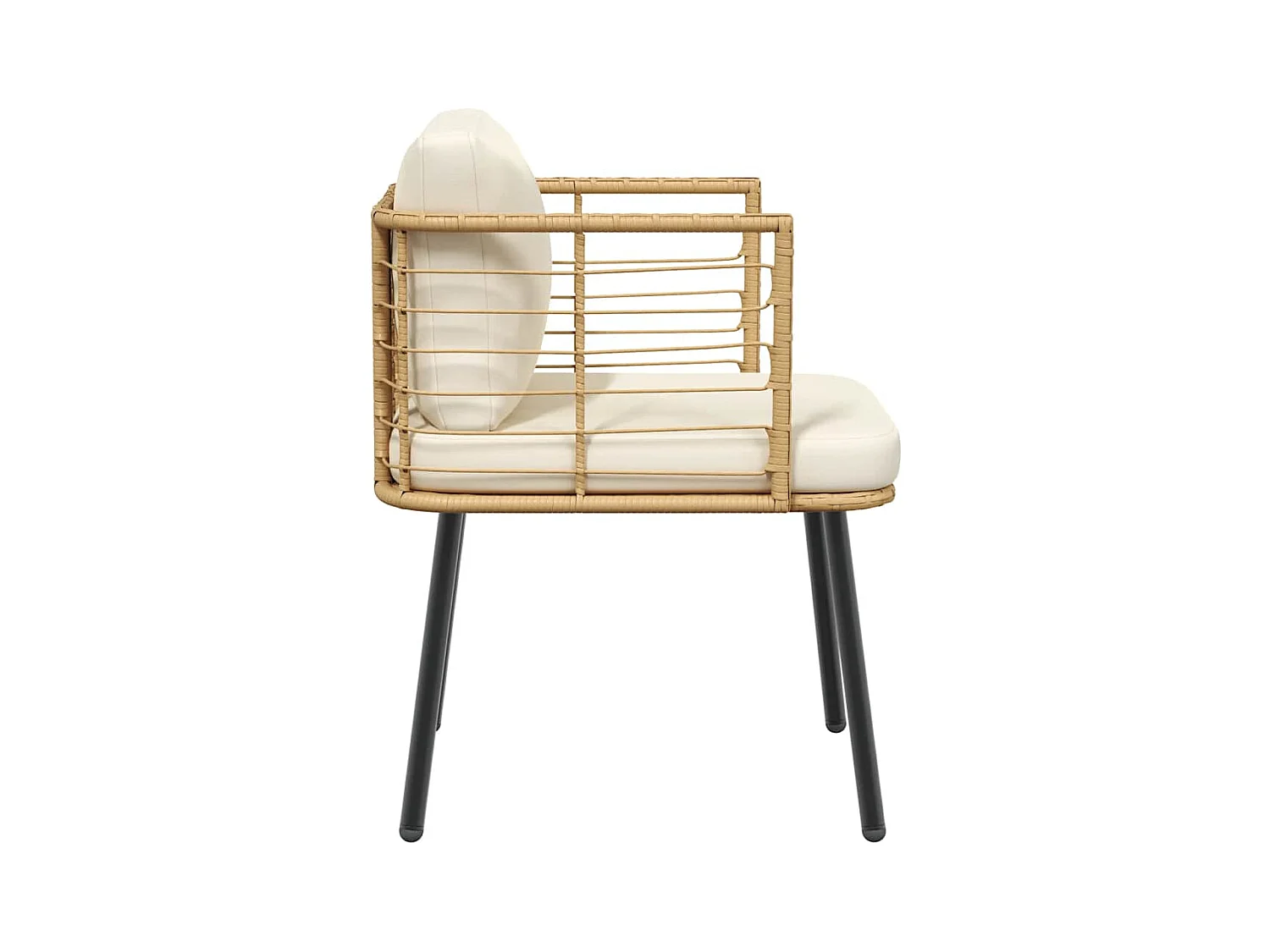 Chaise de jardin avec coussins naturel résine tressée