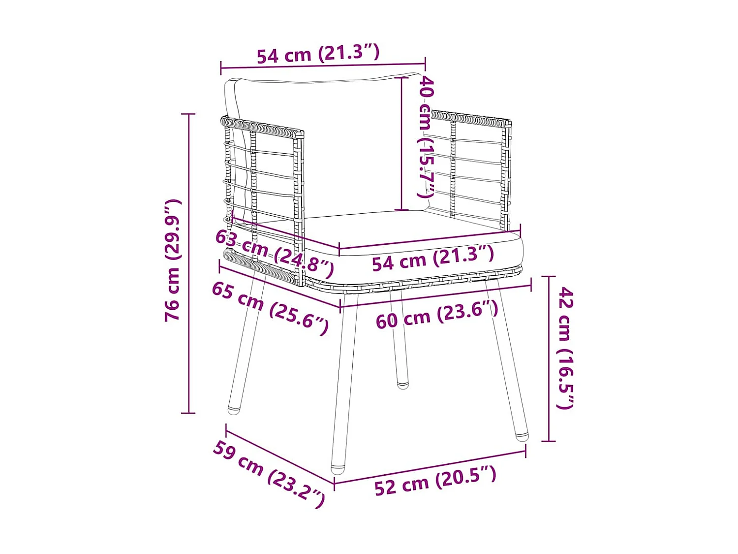 Chaise de jardin avec coussins naturel résine tressée