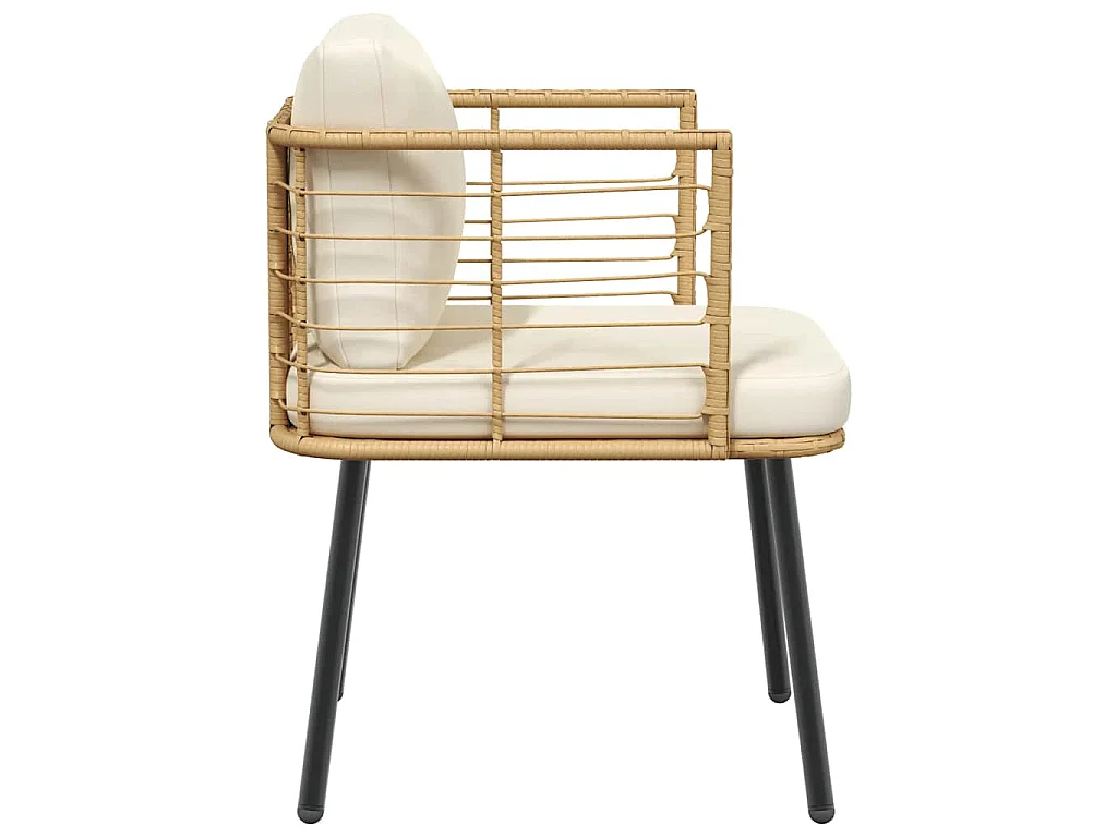 Tuinstoel met kussens poly rattan naturel