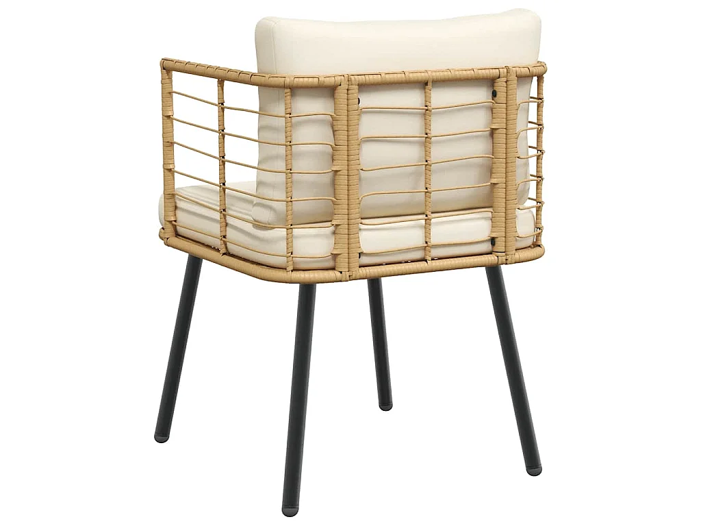 Tuinstoel met kussens poly rattan naturel