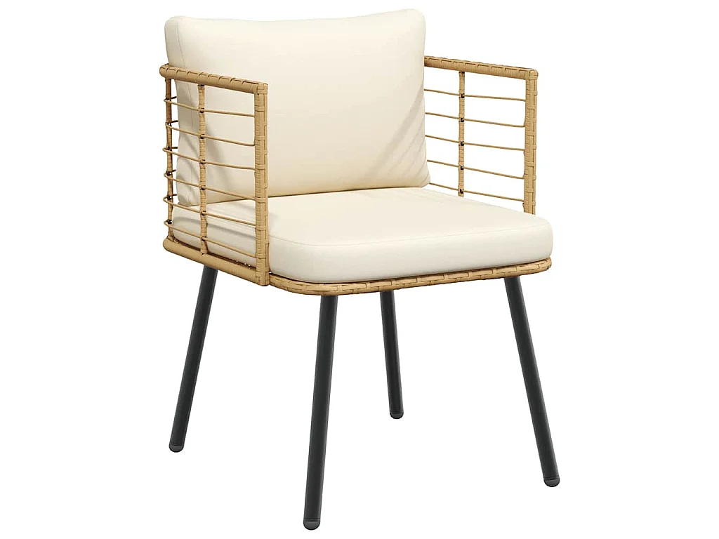 Gartenstuhl mit Kissen Natur Poly Rattan