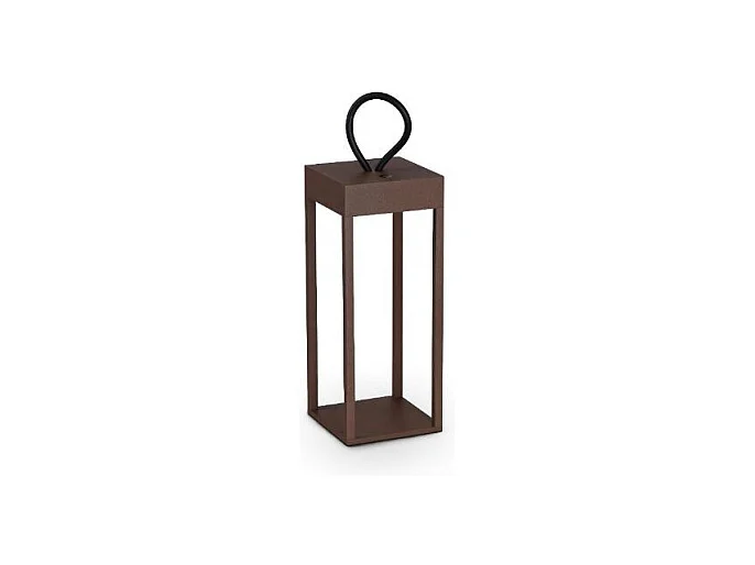 ENYA, Lanterne d'extérieur LED rechargeable en métal marron, Ideal Lux