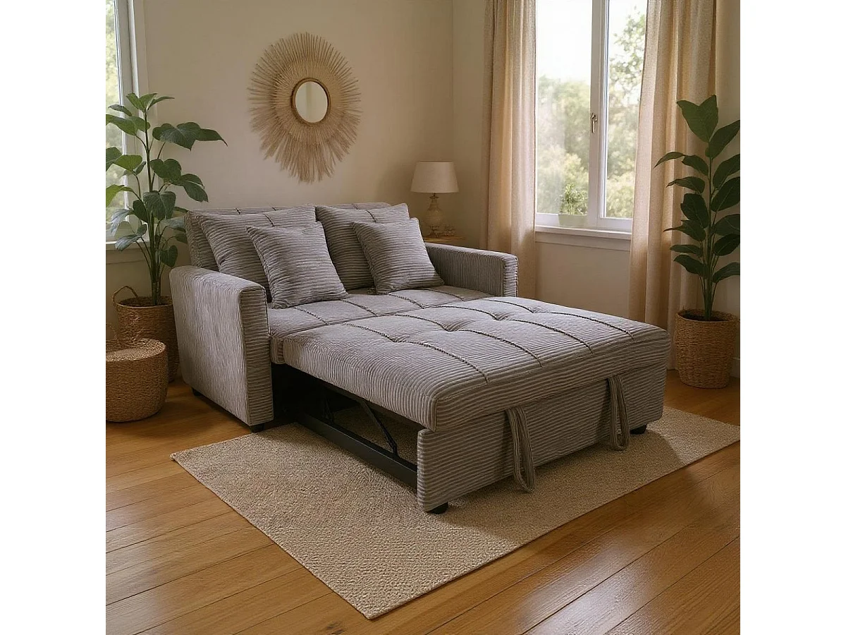 Sofá cama Divan 2 plazas respaldo reclinable gris 88x140x99 cm Adec