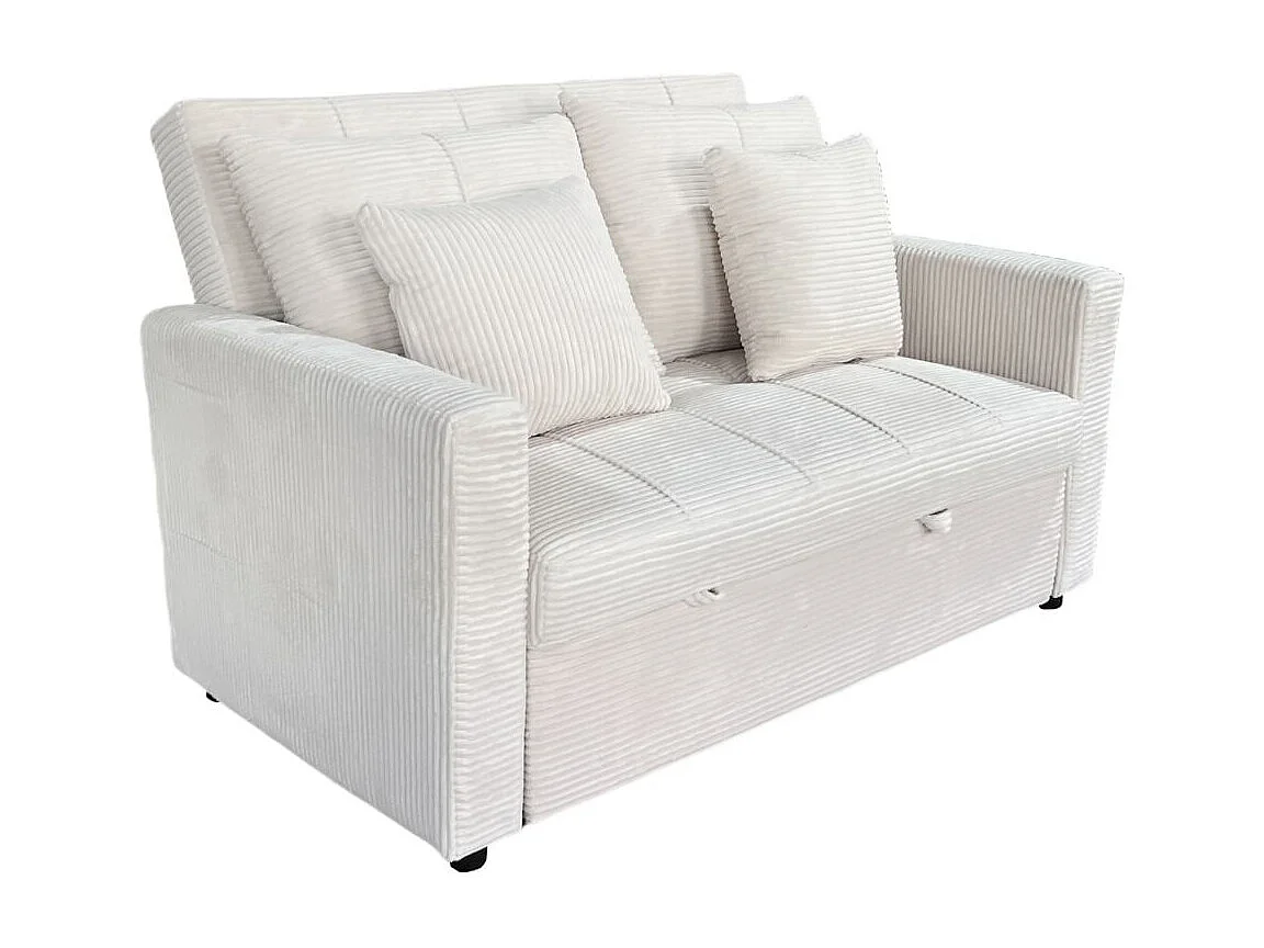 Sofá cama Divan 2 plazas respaldo reclinable crema 88x140x99 cm Adec