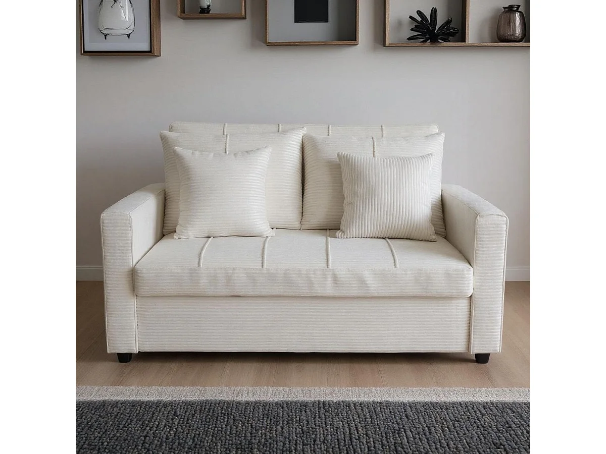 Sofá cama Divan 2 plazas respaldo reclinable crema 88x140x99 cm Adec