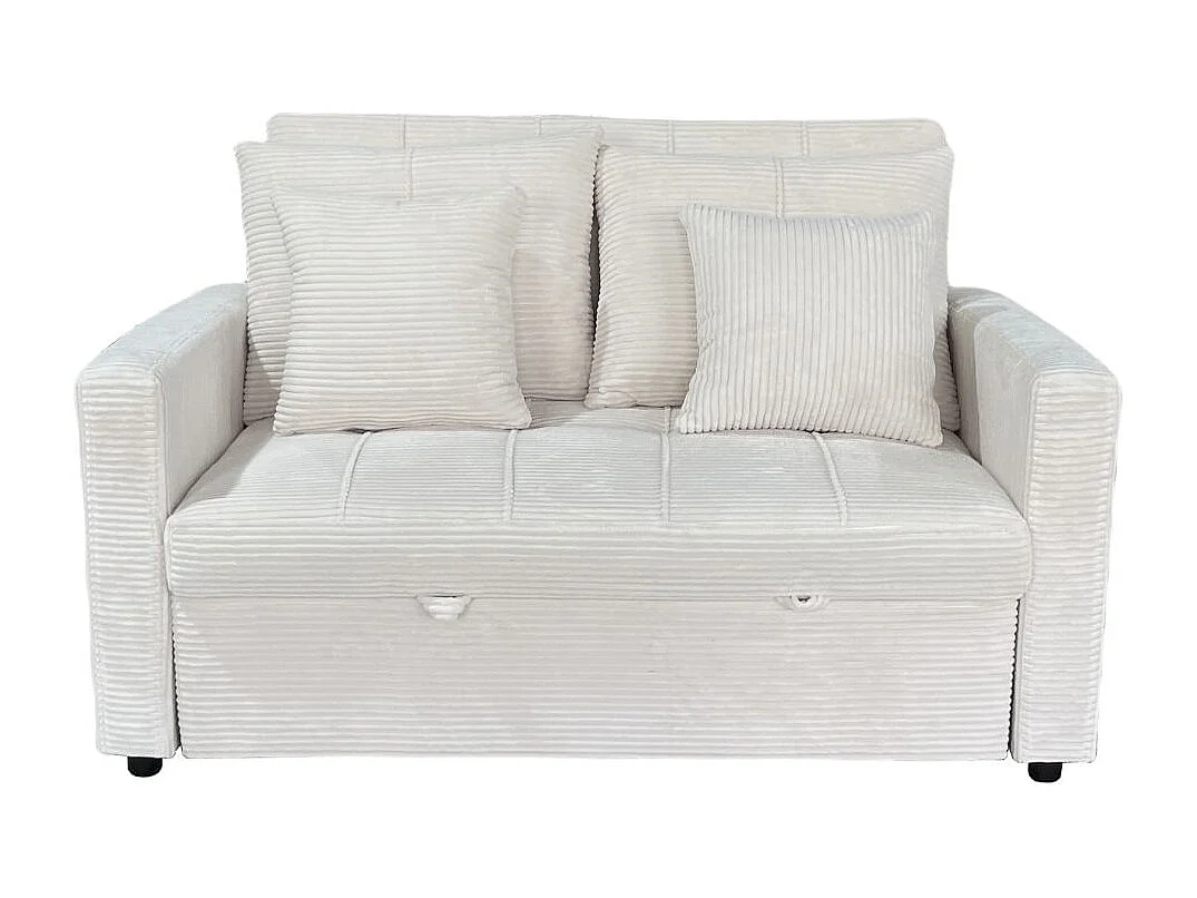 Sofá cama Divan 2 plazas respaldo reclinable crema 88x140x99 cm Adec