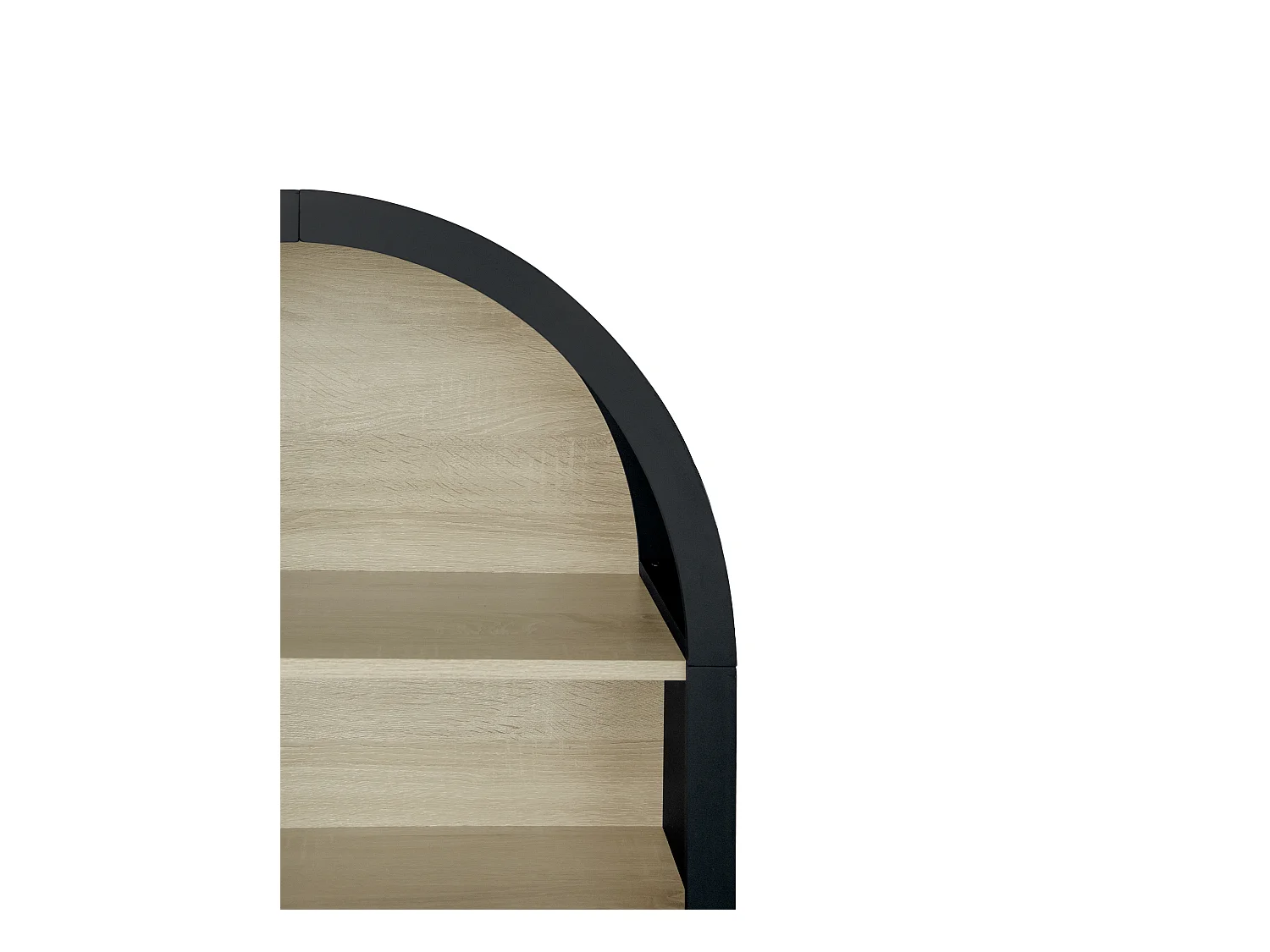 Bibliothèque arquée noire, 70,5 x 30 x 116 cm, 4 niveaux avec un grand espace de rangement, design moderne, idéale pour la chambre, le bureau et le cabinet