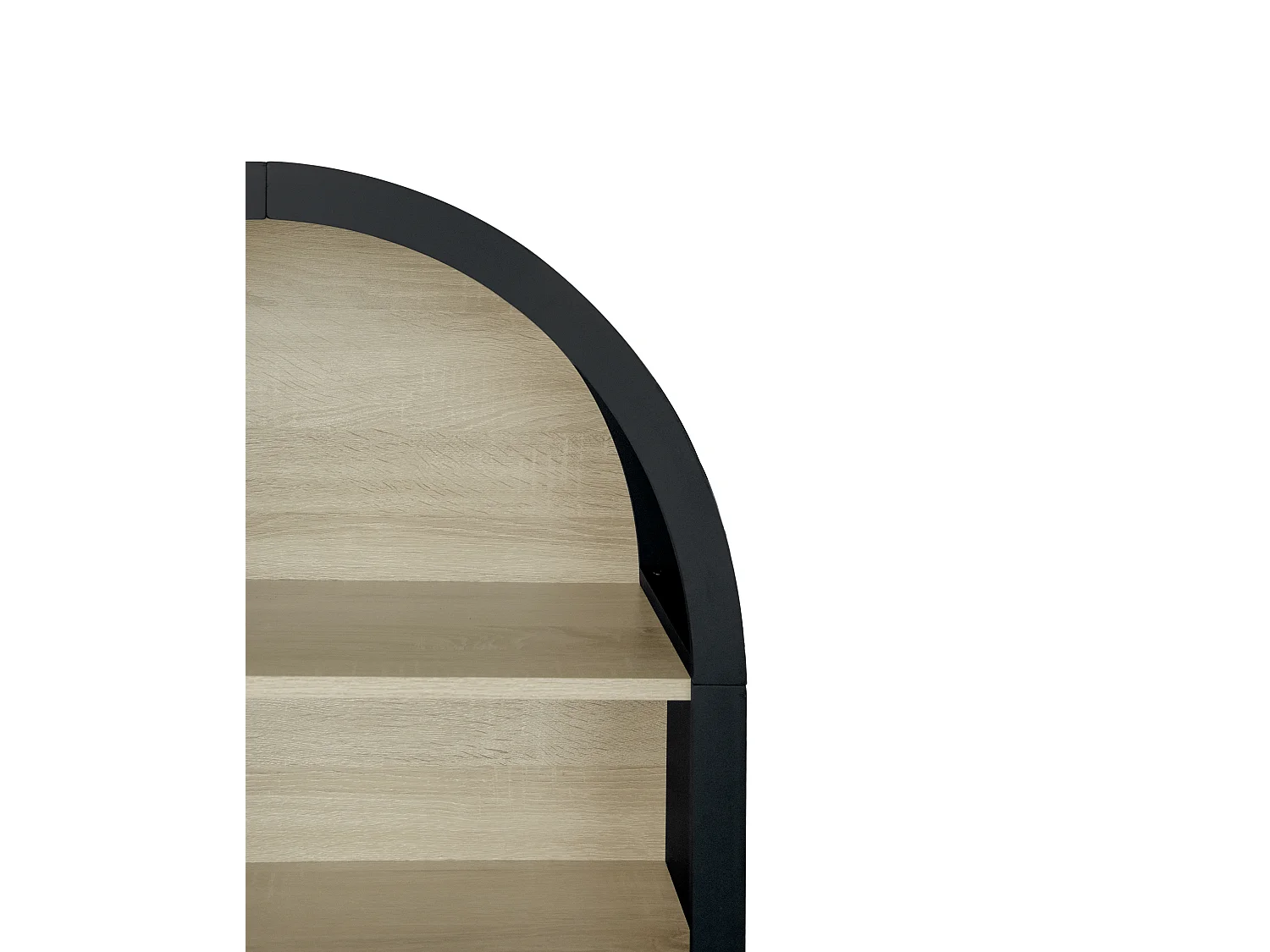 Zwarte boekenkast met boog, 70,5 x 30 x 116 cm, 4 niveaus met veel opbergruimte, modern design, ideaal voor slaapkamer, kantoor en studeerkamer