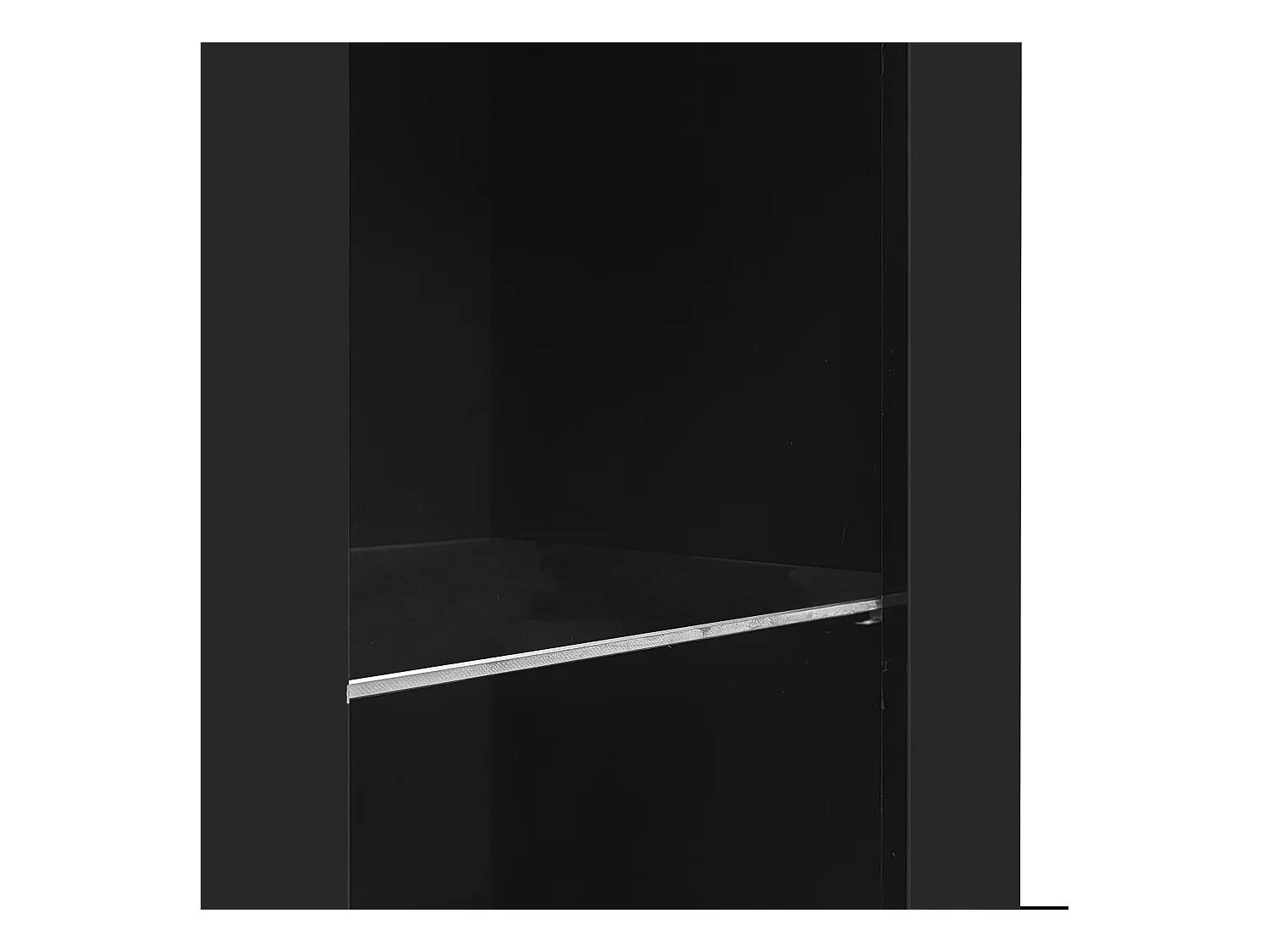 Buffet noir avec 1 porte et 4 étagères en verre, panneaux de particules 95x35x83 cm